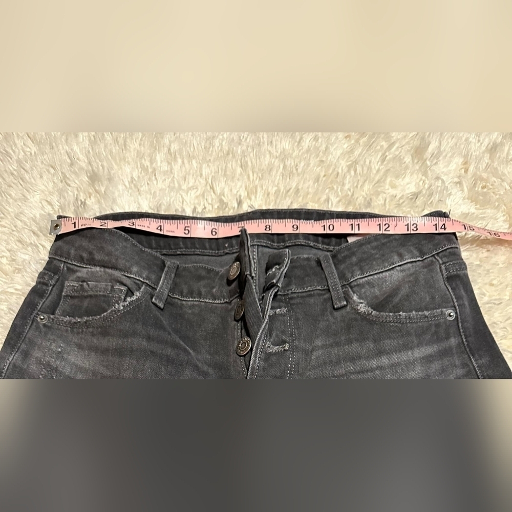 OLD NAVY Vintage Black Distressed Highrise Straight Denlm Jeans Sz.6X26 1/2** - Picture 2 of 8